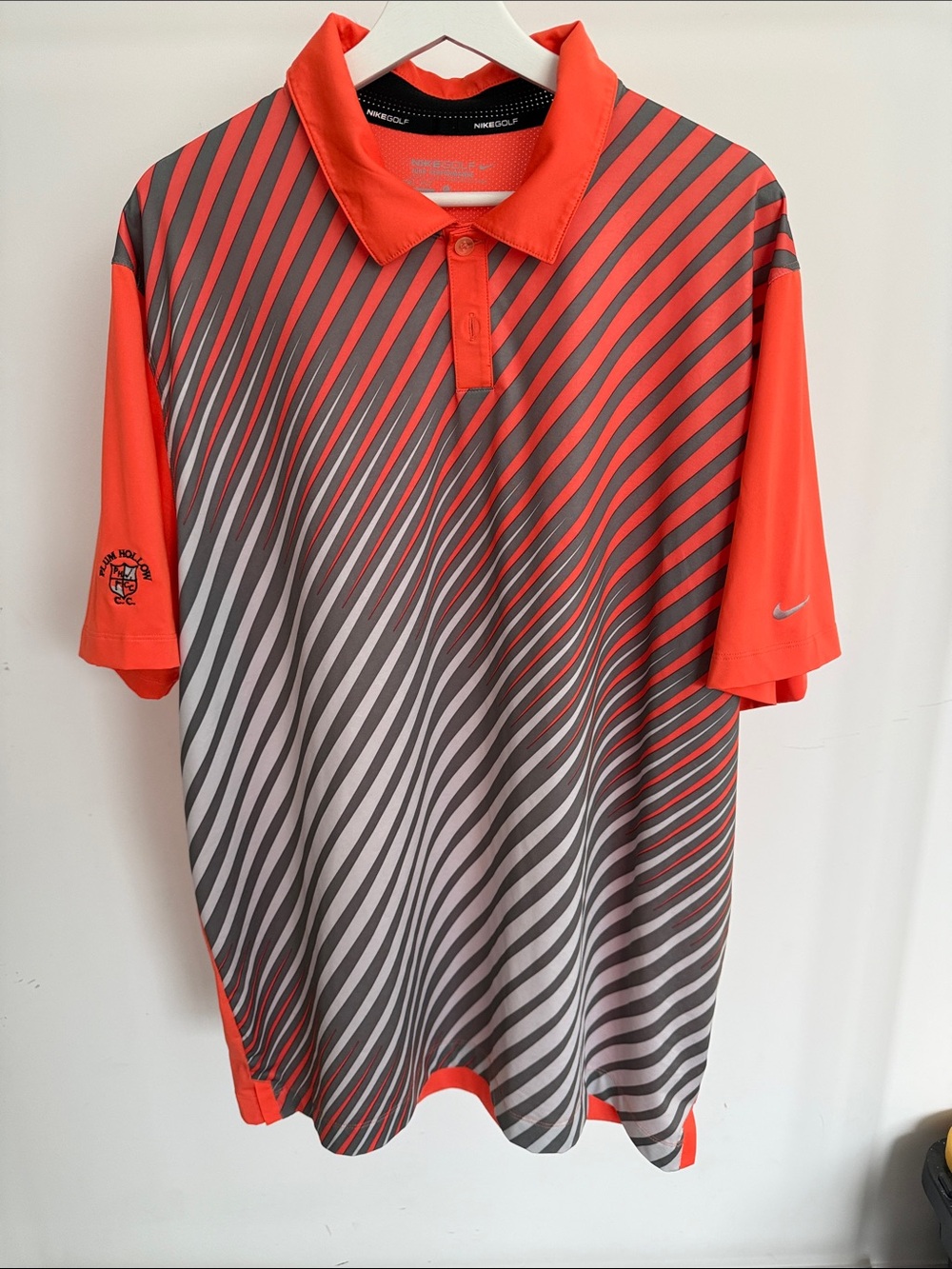 Nike Men’s Orange & Gray Diagonal Stripe Polo